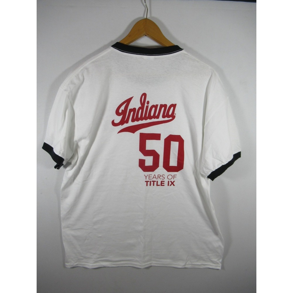 Indiana University Ringer T-shirt Men XL 50 Years of Title IX